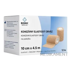 BIOMIC Kohezívny elastický obväz 10 cm x 4,5 m fixačný béžový 12 ks