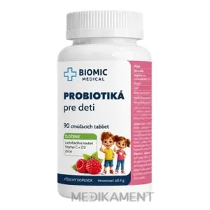 BIOMIC PROBIOTIKÁ pre deti cmúľacie tablety príchuť malina 90 ks