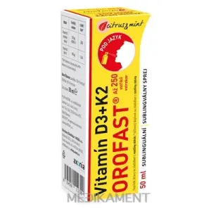 OROFAST Vitamín D3+K2 Axonia sublingválny sprej 250 dávok príchuť citrus a mäta 50 ml